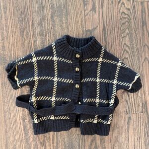 Janie & Jack Grey Checkered Cardigan sweater size 6-12 mo